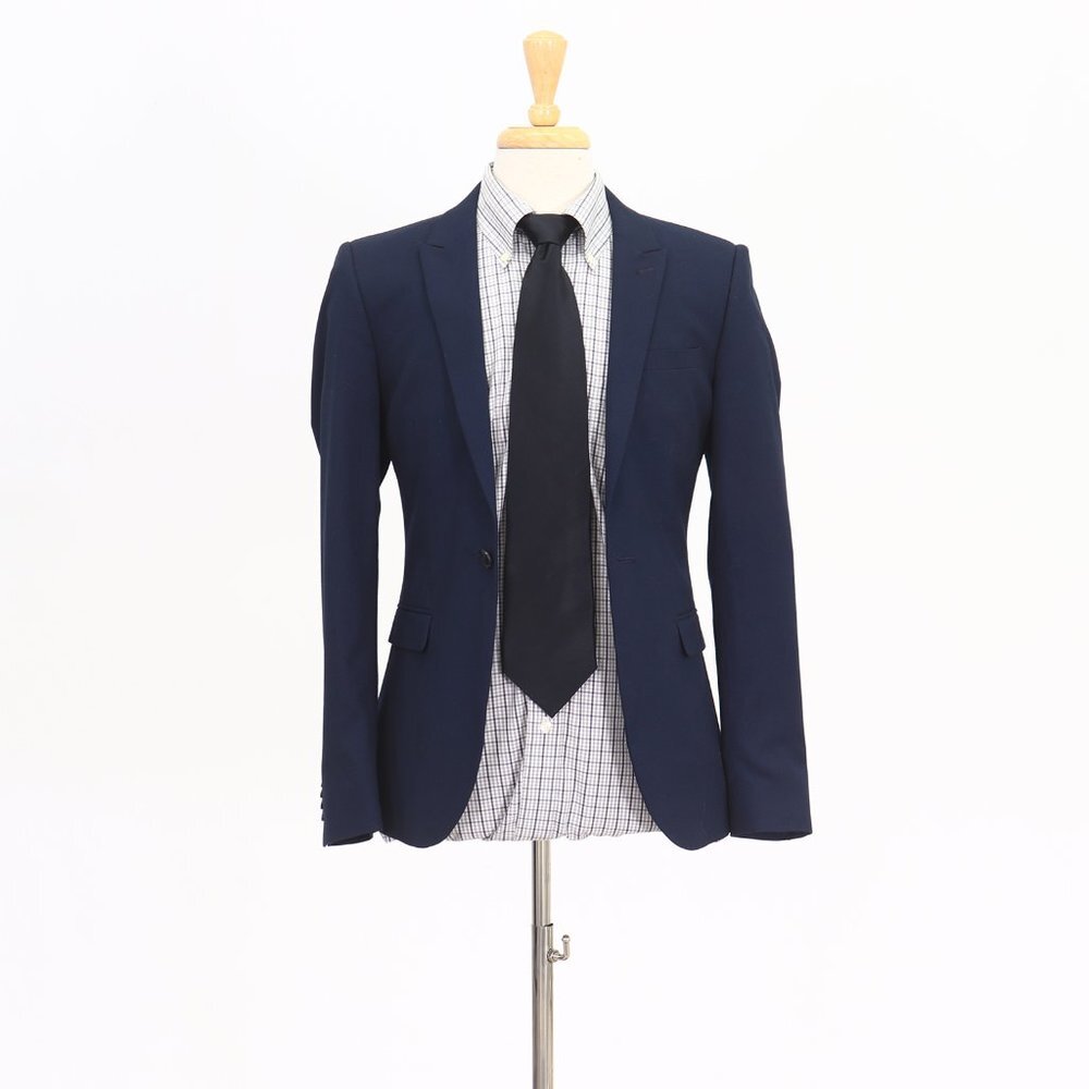 Topman 36R Blue Solid 1-Button Sport Coat Blazer Jacket O423